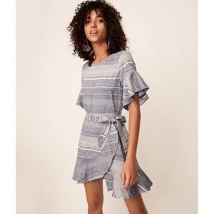 Express Striped Short Flutter Sleeve Wrap Dress
